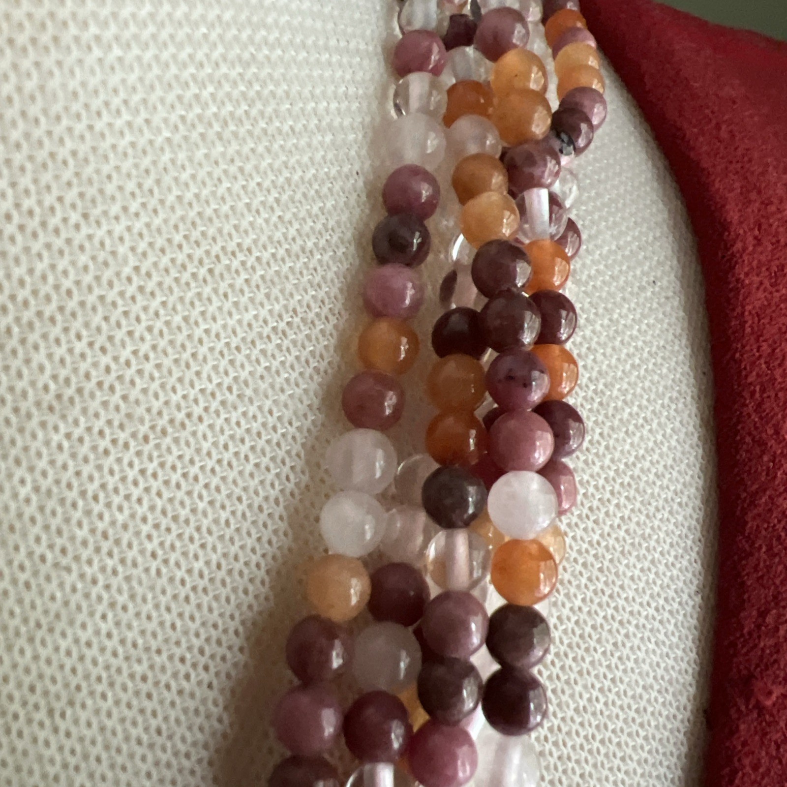 Beautiful Multi Strand Sajen Wrap Necklace Semi Precious Stones Bead MOP Shell