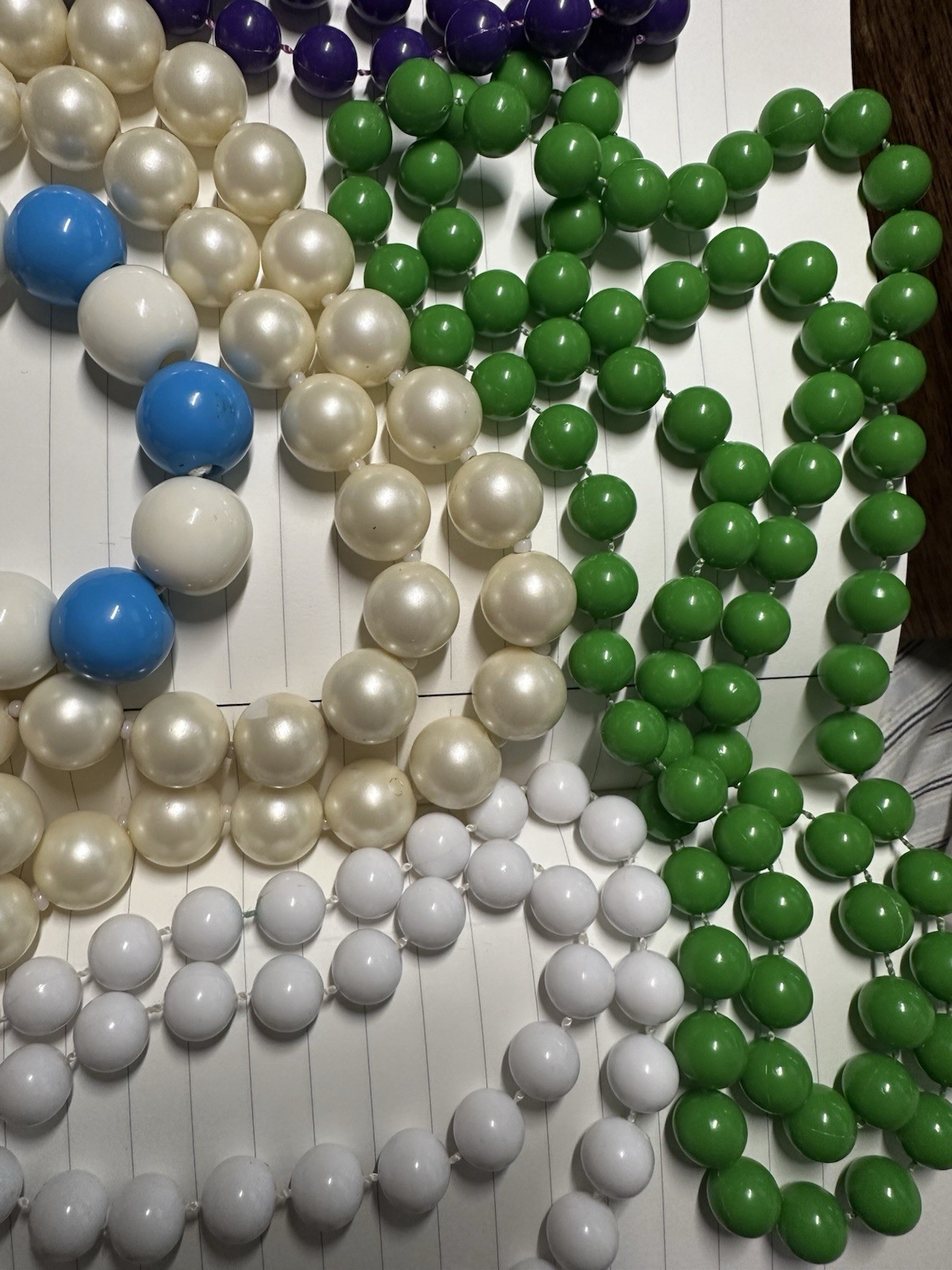 Vintage Lot Purple Orange Green Pearl White Acrylic Bead 6 Necklaces 1 Bracelet