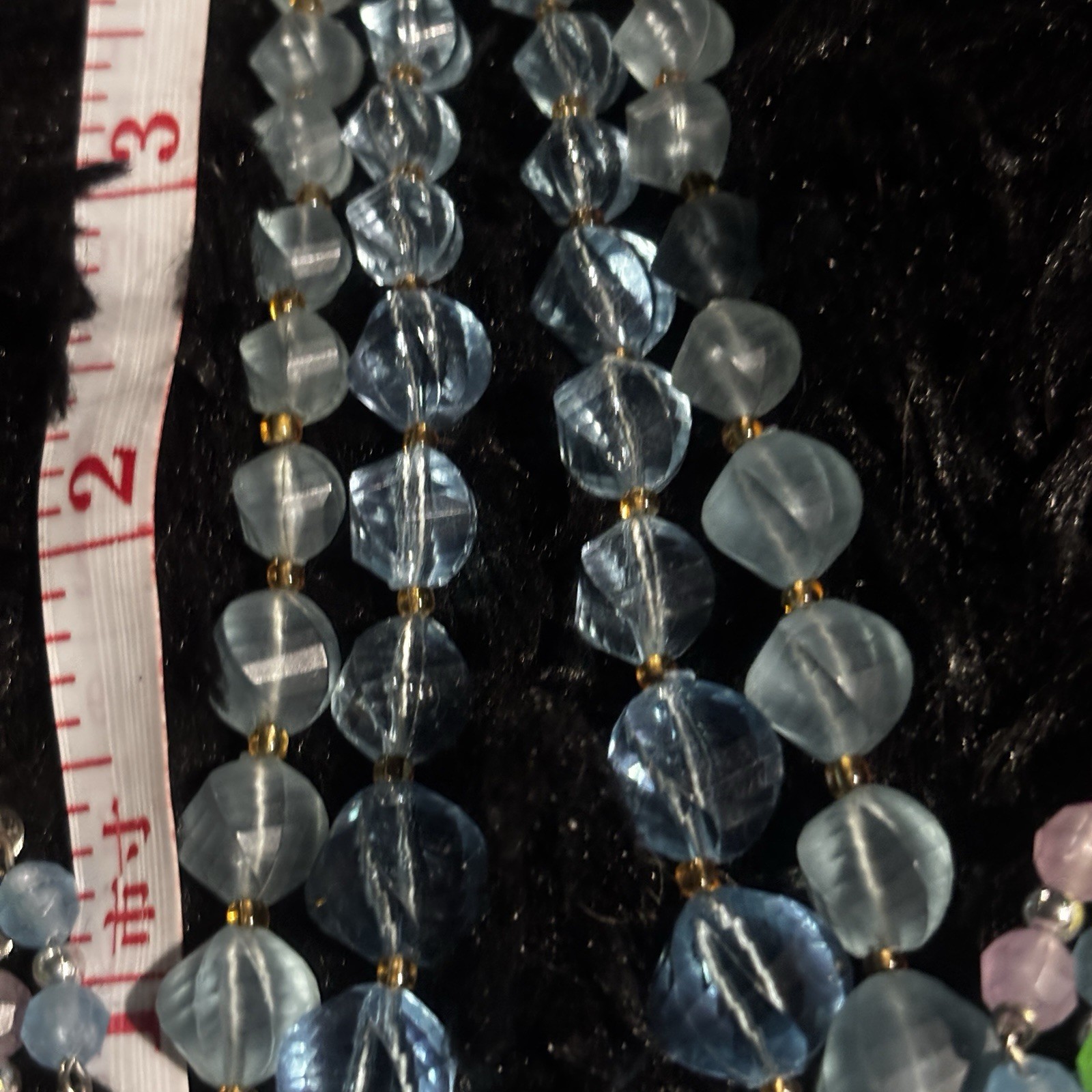 Vtg West Germany Blue Glass Bead Necklace And Multi Colored Clip On Earrings Set