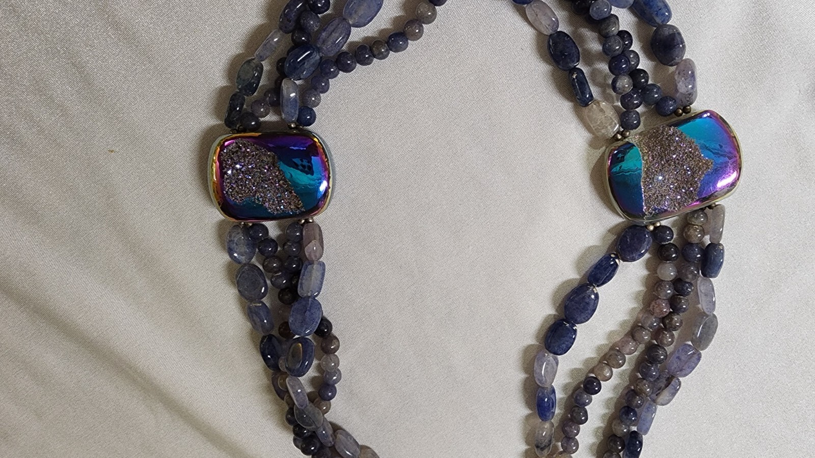 Amy Kahn Russell AKR Sterling Silver Druzy Lapis 925 Chunky Necklace Vintage