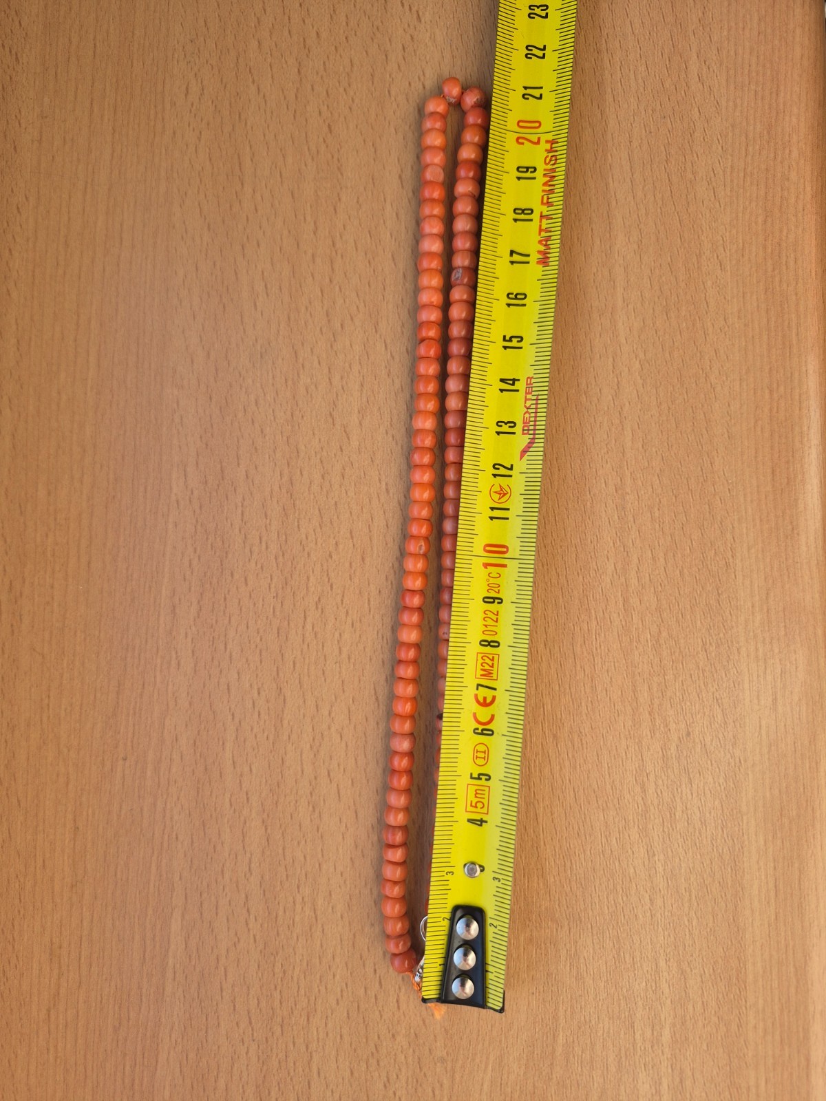 Antique necklace in Ukrainian style made of natural salmon-colored coral 26,2 gr