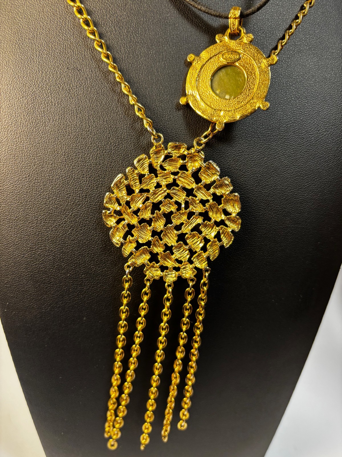 Pendant Necklaces Gold Tone Chunky Statement Express Signed Maximalist