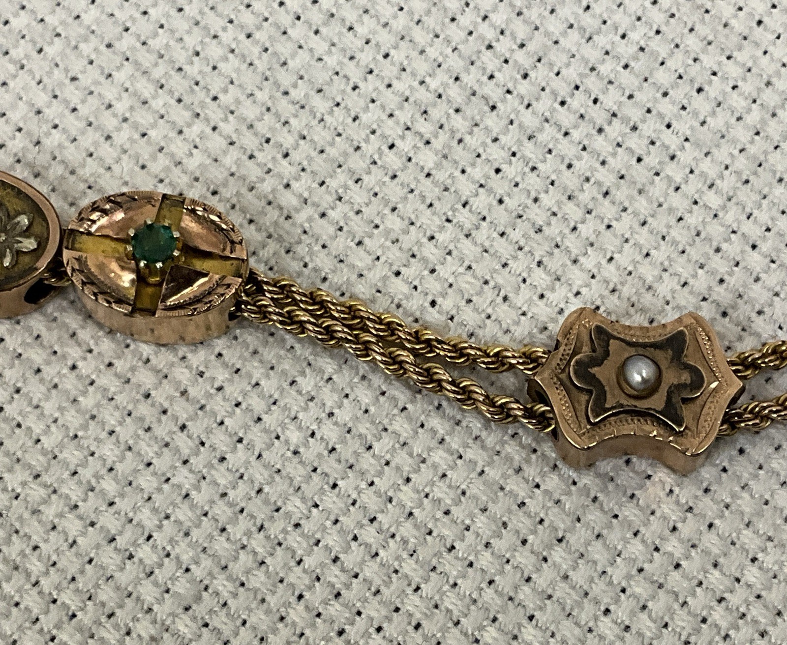 Fabulous Antique 8 Slides Victorian Gold Filled Watch Chain Necklace