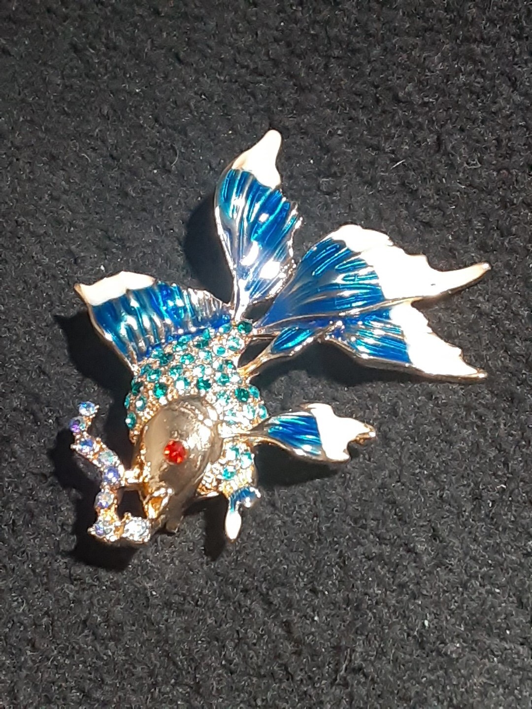 Kenneth Lane Brooch Koi Fish With Rhinestones Signed Jewelry