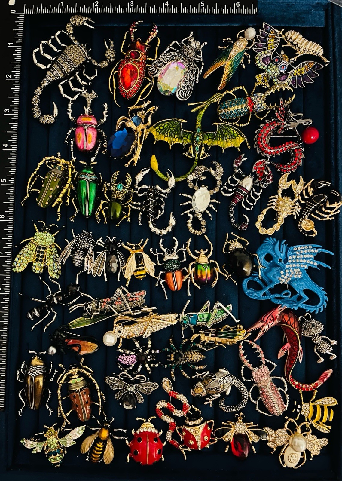 Lot 40 Bug Rhinestone Enamel Insect Brooch Pin Dragon Scorpion Beetle Gift