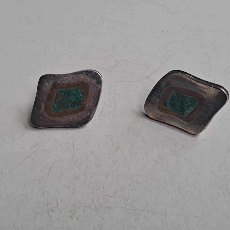 Vintage MCM Signed Mexican S.S. LOS CASTILLO Jewelry Ear Rings Taxco