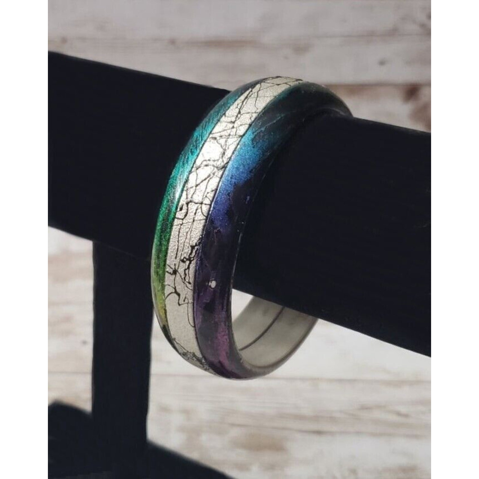 Vintage Bracelet / Bangle – Multi Colored Crackle Style Chunky