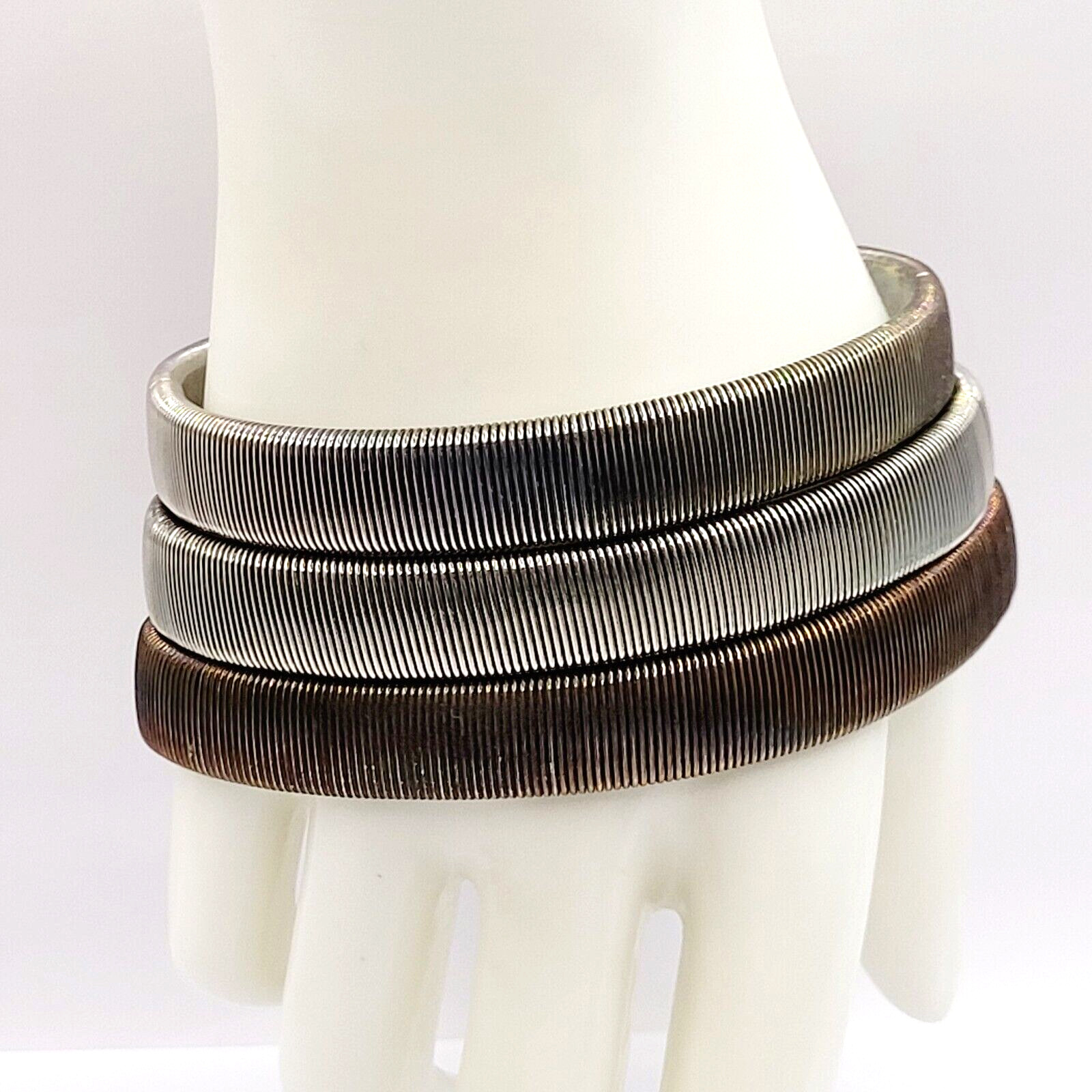 8 Slinky Stretch Coil Shirt Garter Band Style Vintage Bracelet Costume Jewelry