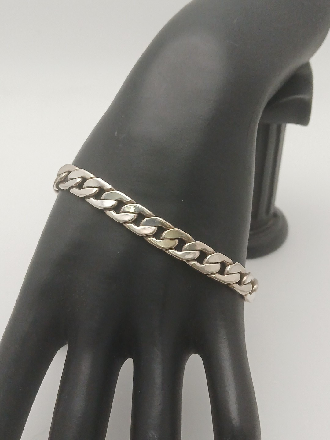 1970s silver-tone tone curb links 1/4 in wide size 7.75 in bracelet