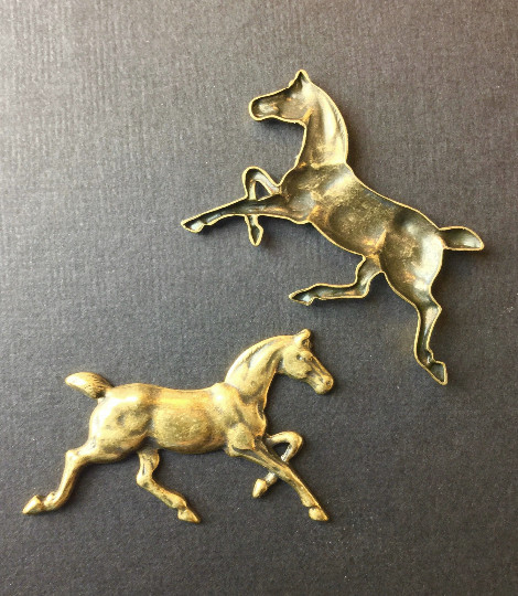 40203 Brass Oxidized Large Running Horse Jewelry Finding