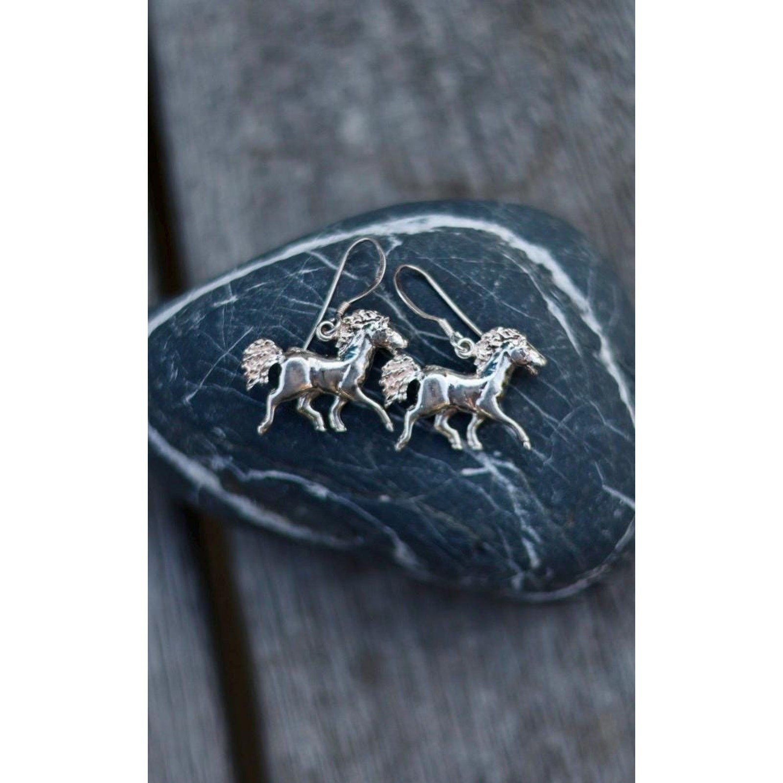 Vintage Sterling Silver Sculptural Horse Earrings | Running Horse | 925 Hook