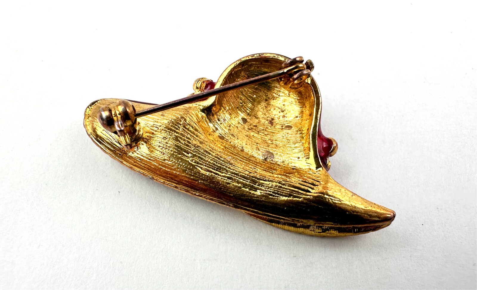 Lot 3 Vintage Brooches Pins: Red Hat Pin, Purple/Pink and Gold/Silver Butteflies