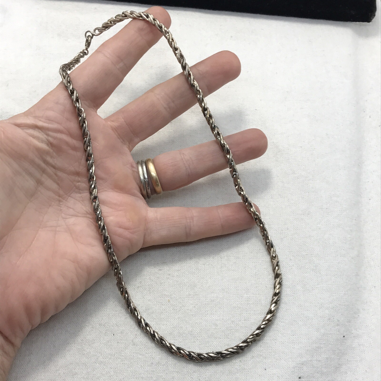 Vintage Sterling Silver Delicate Rope Chain Necklace 17-18″