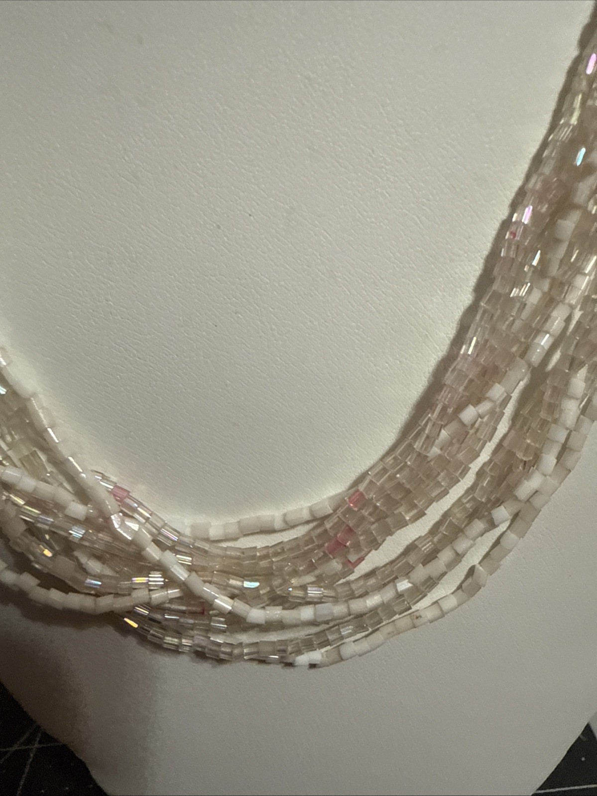 Vintage Bohemian Aurora Borealis Sead Bead Necklace 20 Inches.