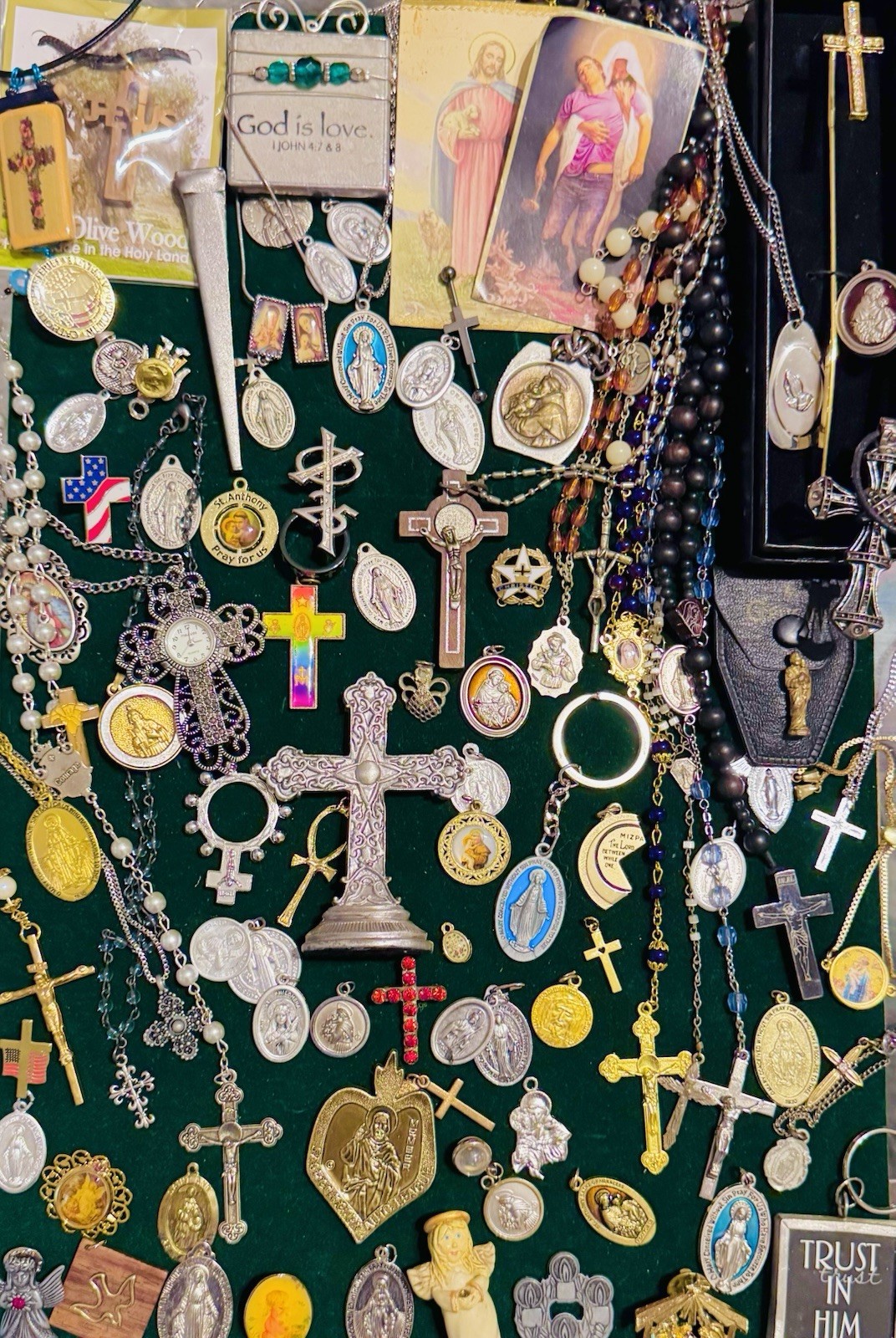 Vintage Modern Religious Cross Necklace Jewelry Lot 120+ Italy Germany Bethlehem