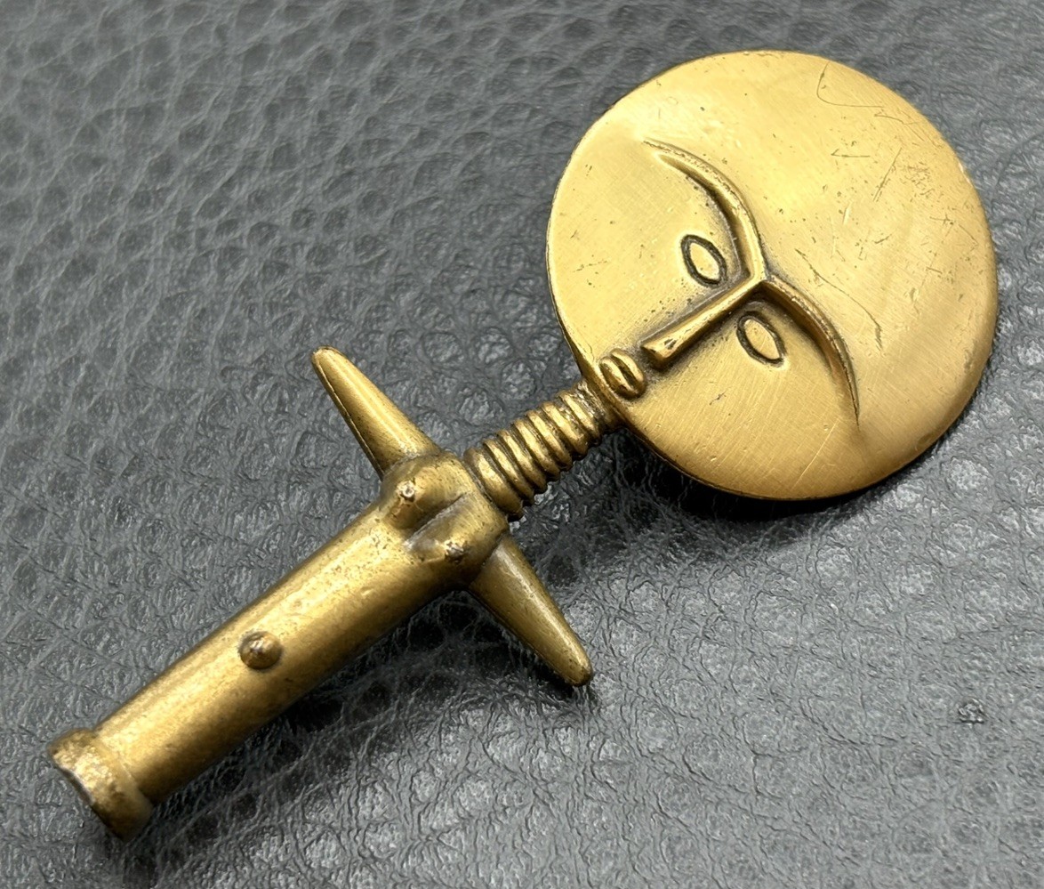 Vtg Signed ALVA Museum Replicas Goldtone Polished FERTILITY GODDESS Pendant