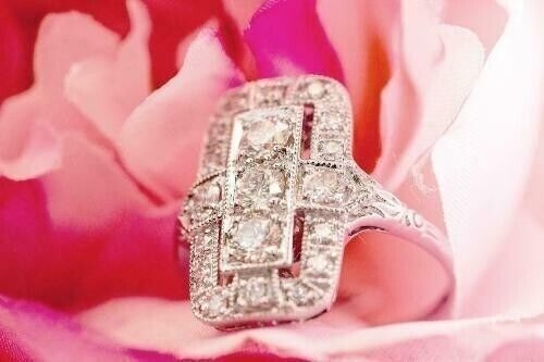 1.10 Ct White Diamond Art Deco Vintage Engagement Ring 925 Sterling Silver