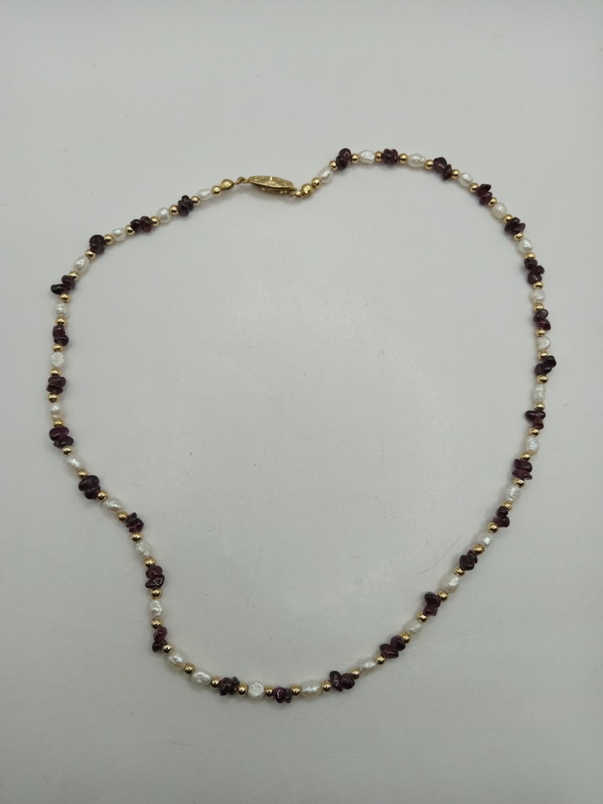 Natural Garnet Freshwater Pearl Necklace 45cm 11g Vintage Gemstone Jewelry Gift