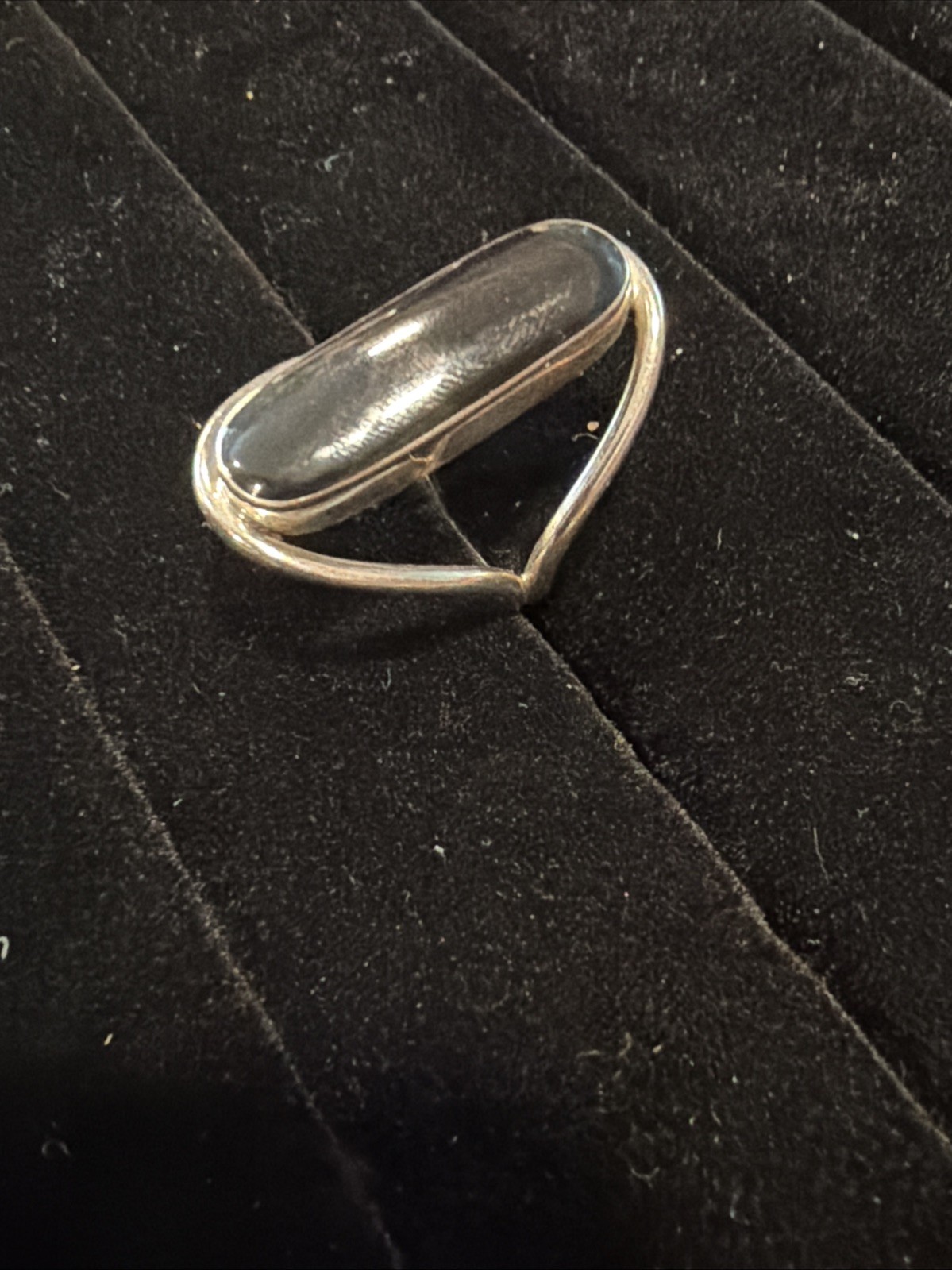 VINTAGE STERLING SILVER MEXICO ATI 925 LARGE BLACK ONYX RING NICE