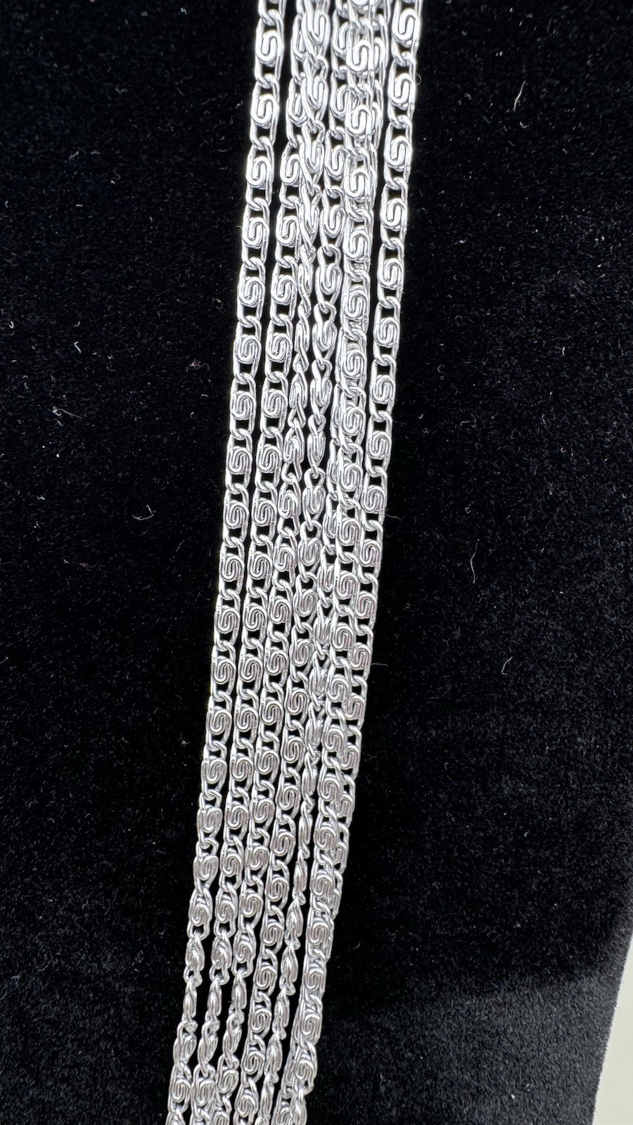 Vintage Celebrity Multi Strand Scroll Link Silver Tone Alum Chain Necklace 24.5″