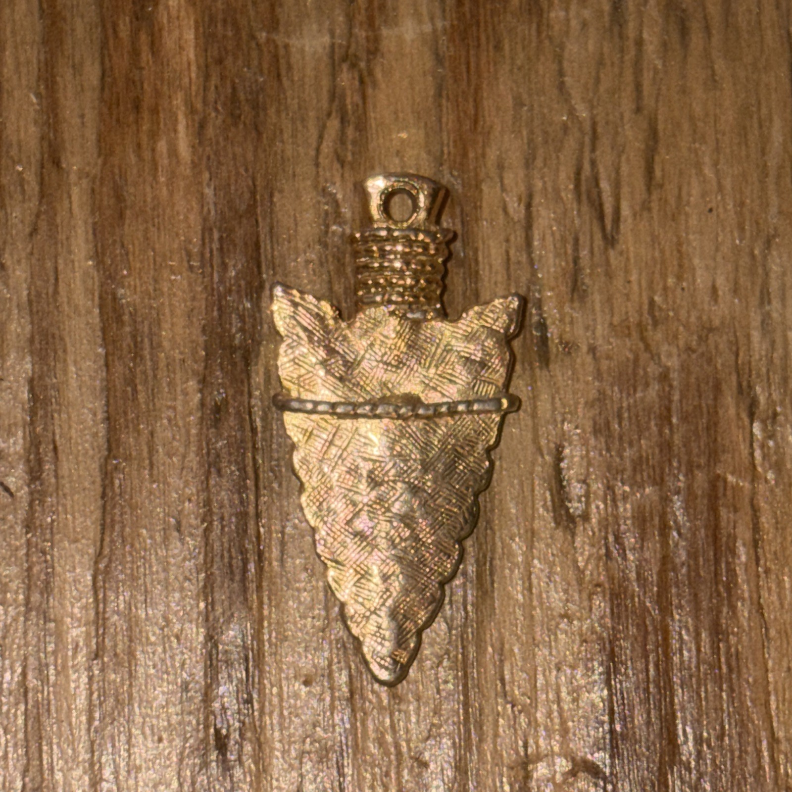 Vintage Miniature 1938 Buffalo Nickel Arrowhead Pendant Gold Tone Metal