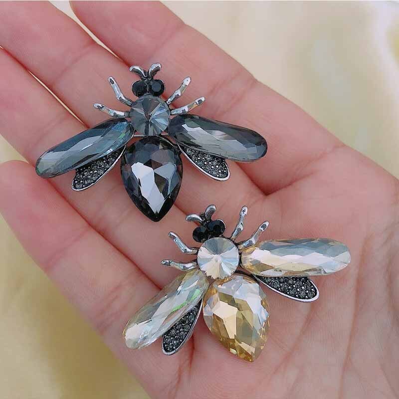 Cute Bee Brooch Fashion Crystal Insect Corsage Women Pin Vintage Enamel Brooch