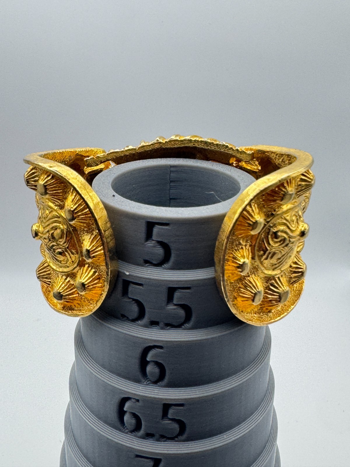 Vintage Kenneth Lane Clamper 1960s Etruscan Bracelet Gold Plated Heavy Cuff KJL