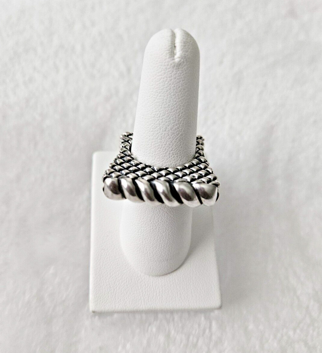 Vintage Dian Malouf Sterling Silver 925 Textured Twisted Rope Ring Size 7 PR