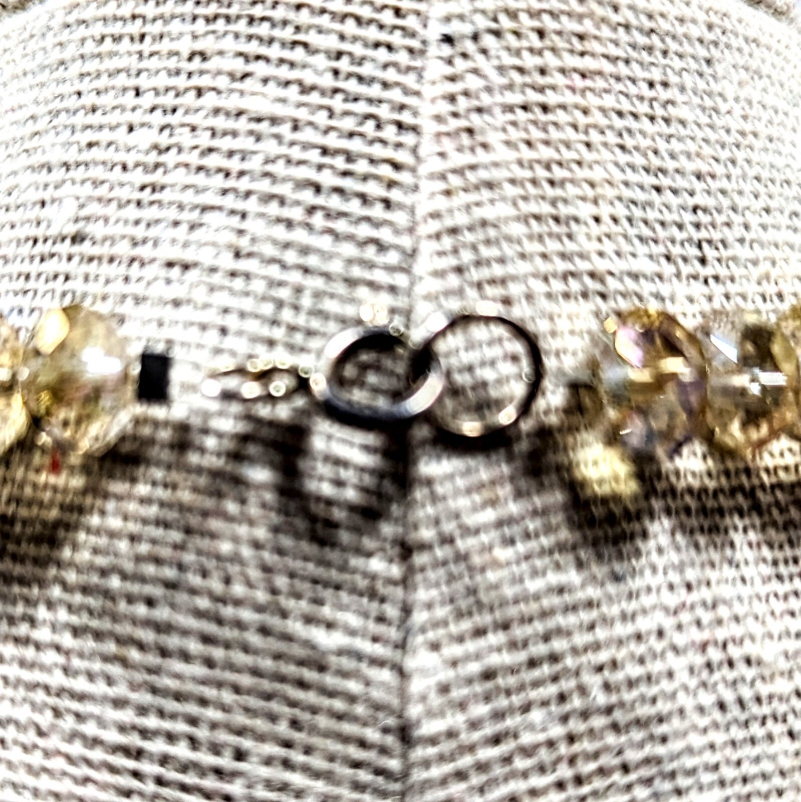 Vintage AB Gradated Austrian Citrine Glass Clear Crystal Beaded Necklace 925 17″