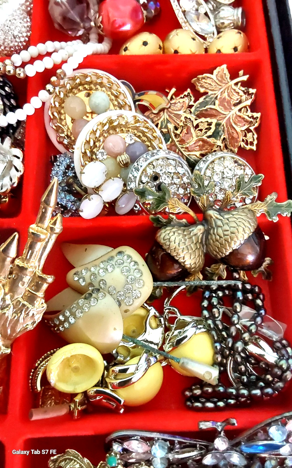 Vintage Rhinestone Necklace Brooch Earring Unique Mix Few Signed Repair Lot