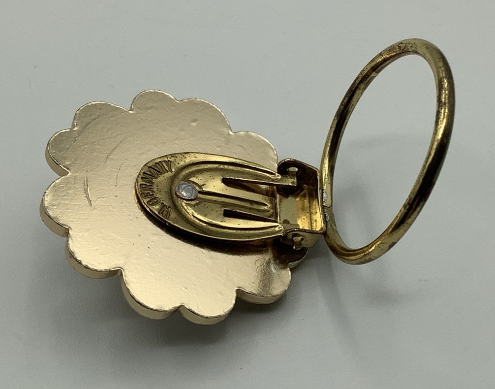 Vintage W Germany MOP Floral Scarf Dress Clip Brooch 1.5 in. West Germany Heart