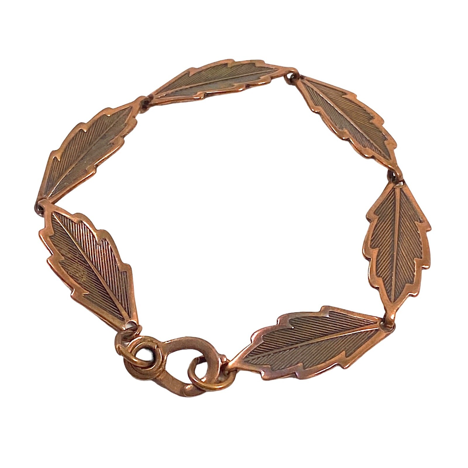 Vintage Copper Bracelet 8” Western Oak Leaf Link Bohemian Indie Cowgirl Gift