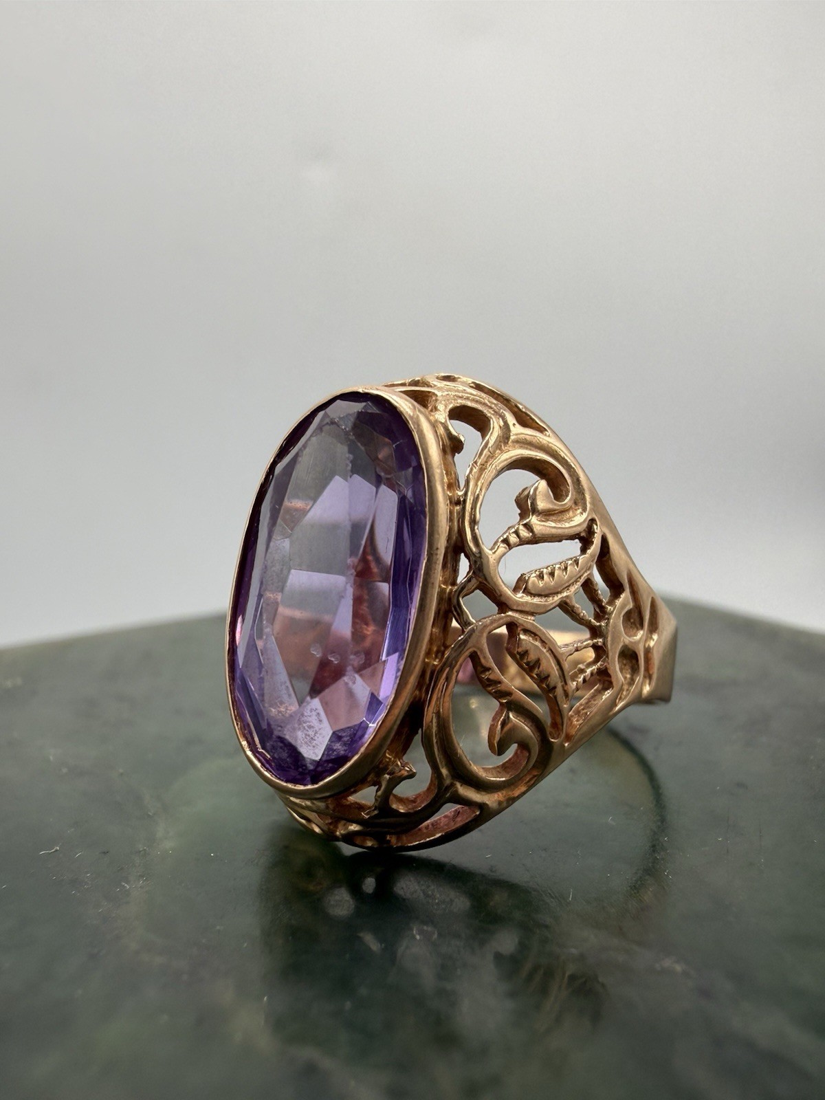 Vintage Soviet Solid Rose Gold Ring 14 K 583 Size 7.75