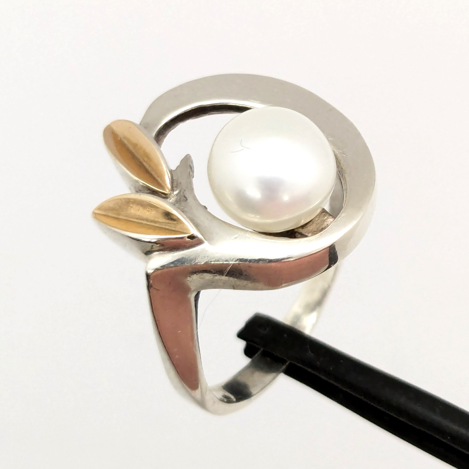 Vintage Luxury RING Silver 875 with Gold Inlay 585 -size: 8US (18mm) -5.52g. #16