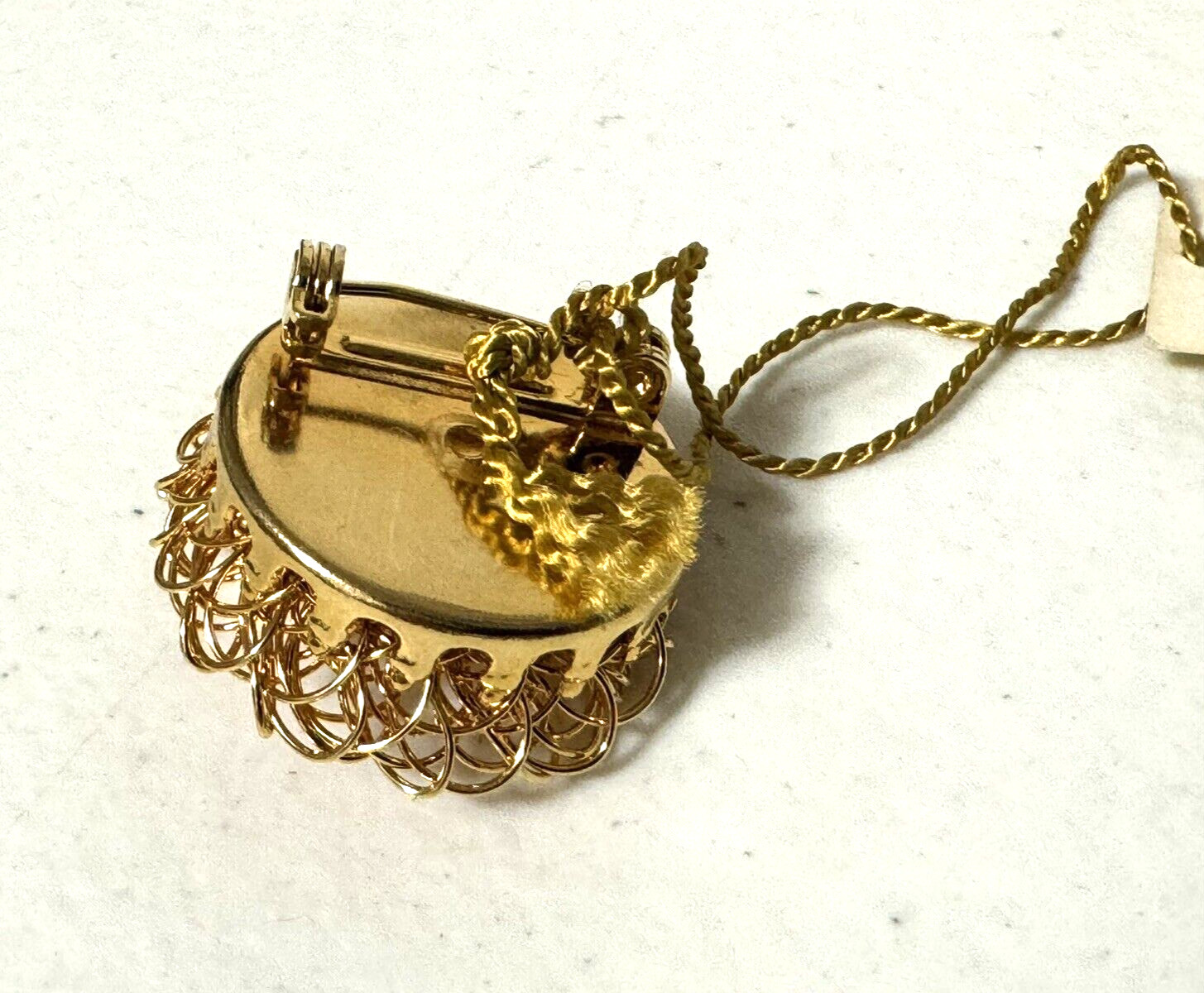 Vintage Gay Boyer New York Wired Gold Tone Faux Pearl Eggs Bird’s Nest Brooch