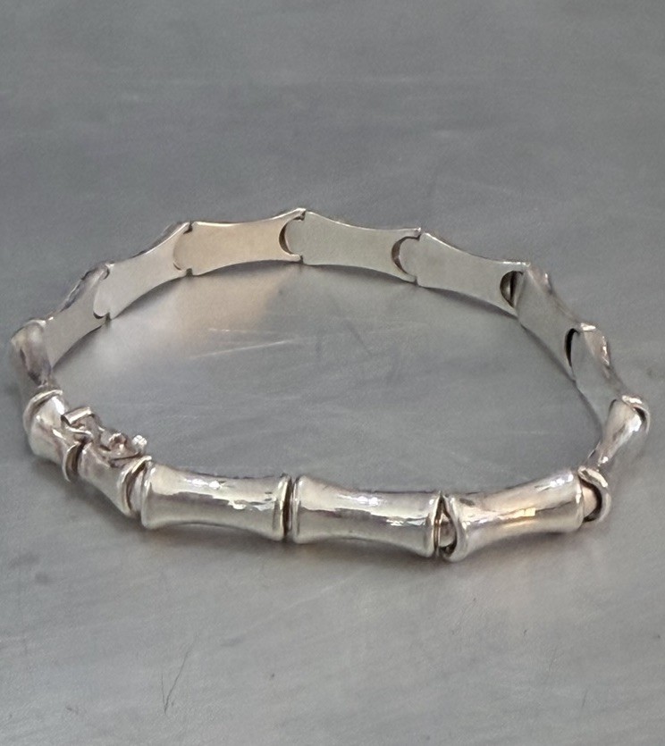 Vintage IBB 925 Sterling Silver Bamboo Link 6.75″ Bracelet 10.8 Grams ELEGANT