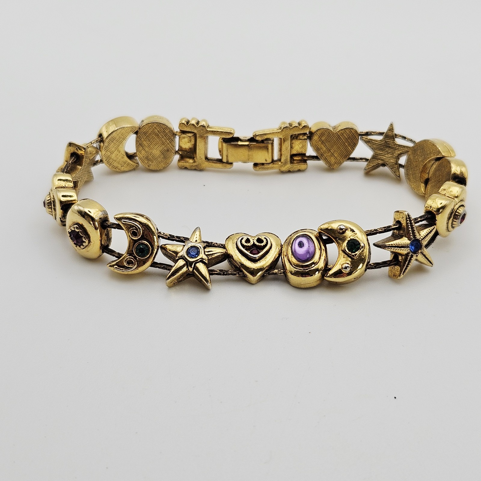 Vintage Goldette Unsigned Victorian Revival 7.5” Slide Bracelet Gold Tone
