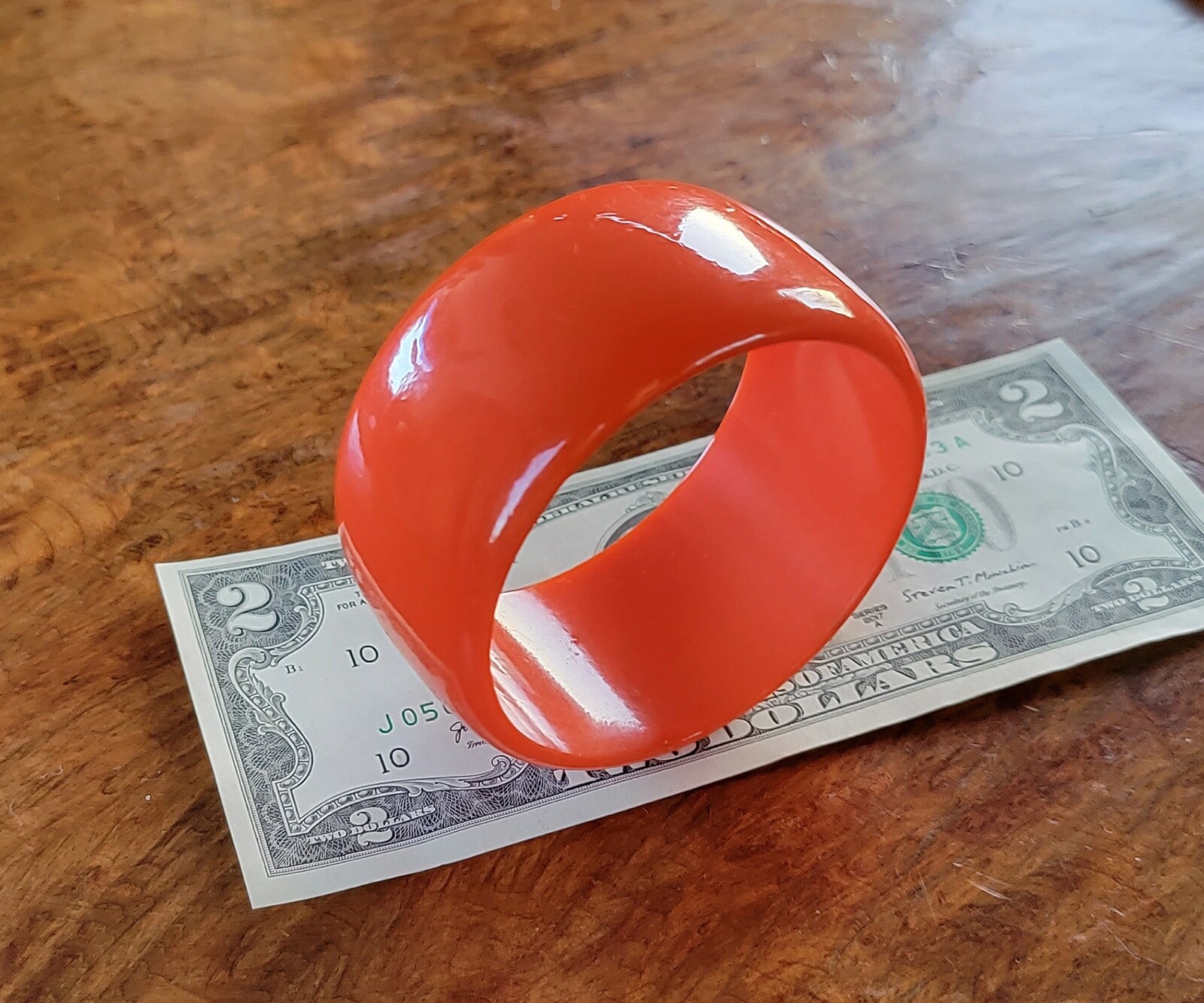 Vintage BAKELITE Bangle – Orange – Almost 1 1/2″ Wide