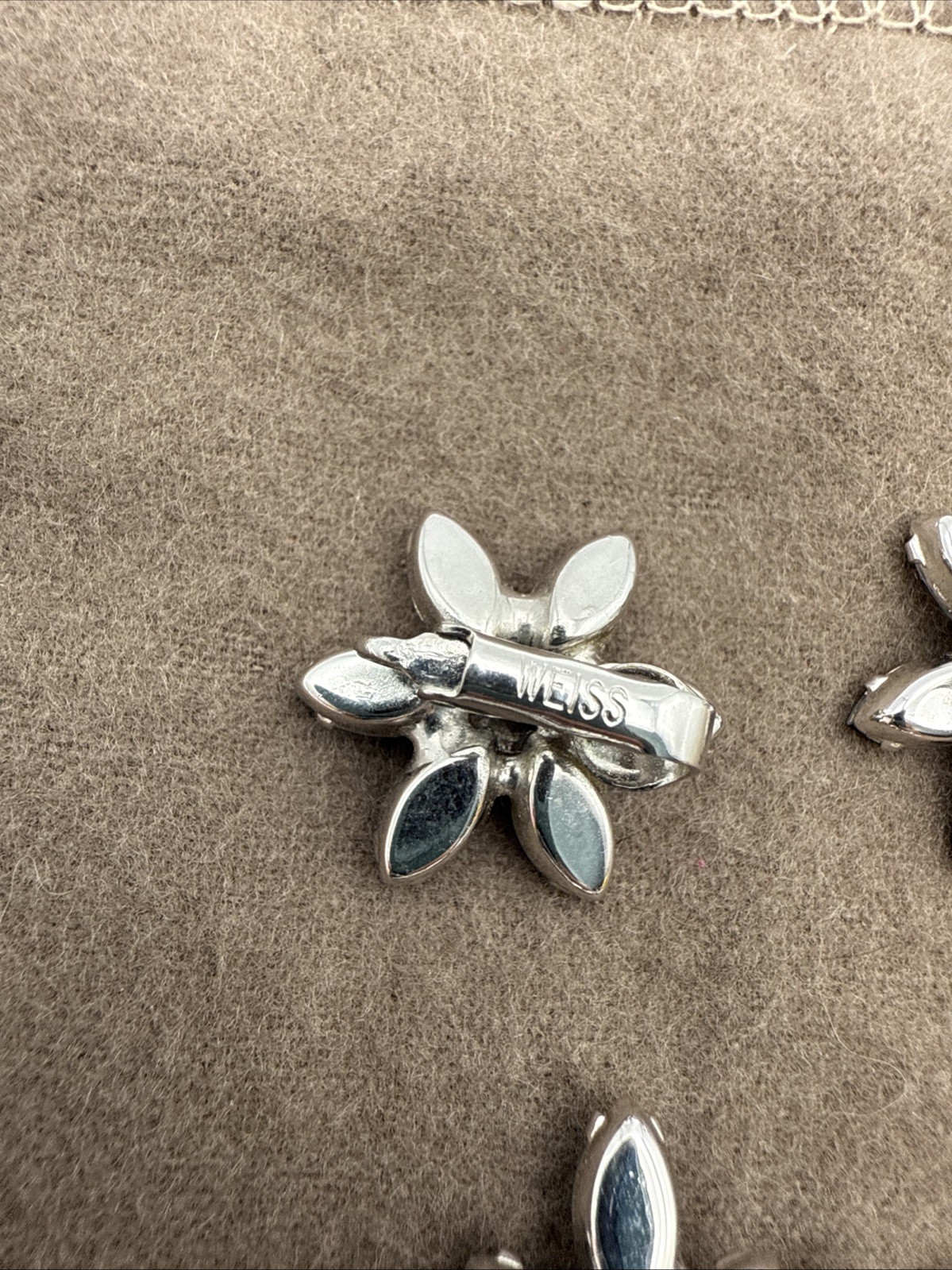 Jewelry, Earrings and Brooch Set, Weiss Signed Vintage, blue and clear stones