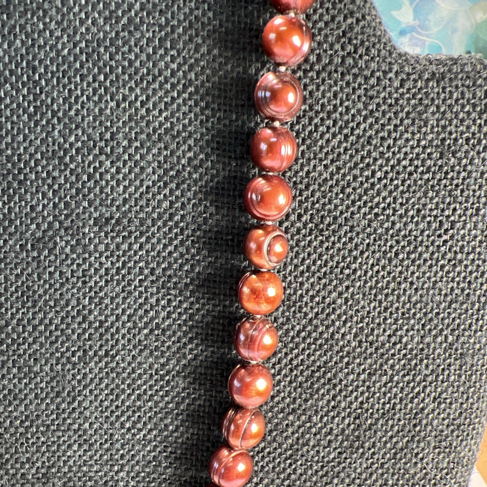 Copper Color Cultured Pearl Necklace w/ 14K CP Fish Hook Clasp 20″ Necklace