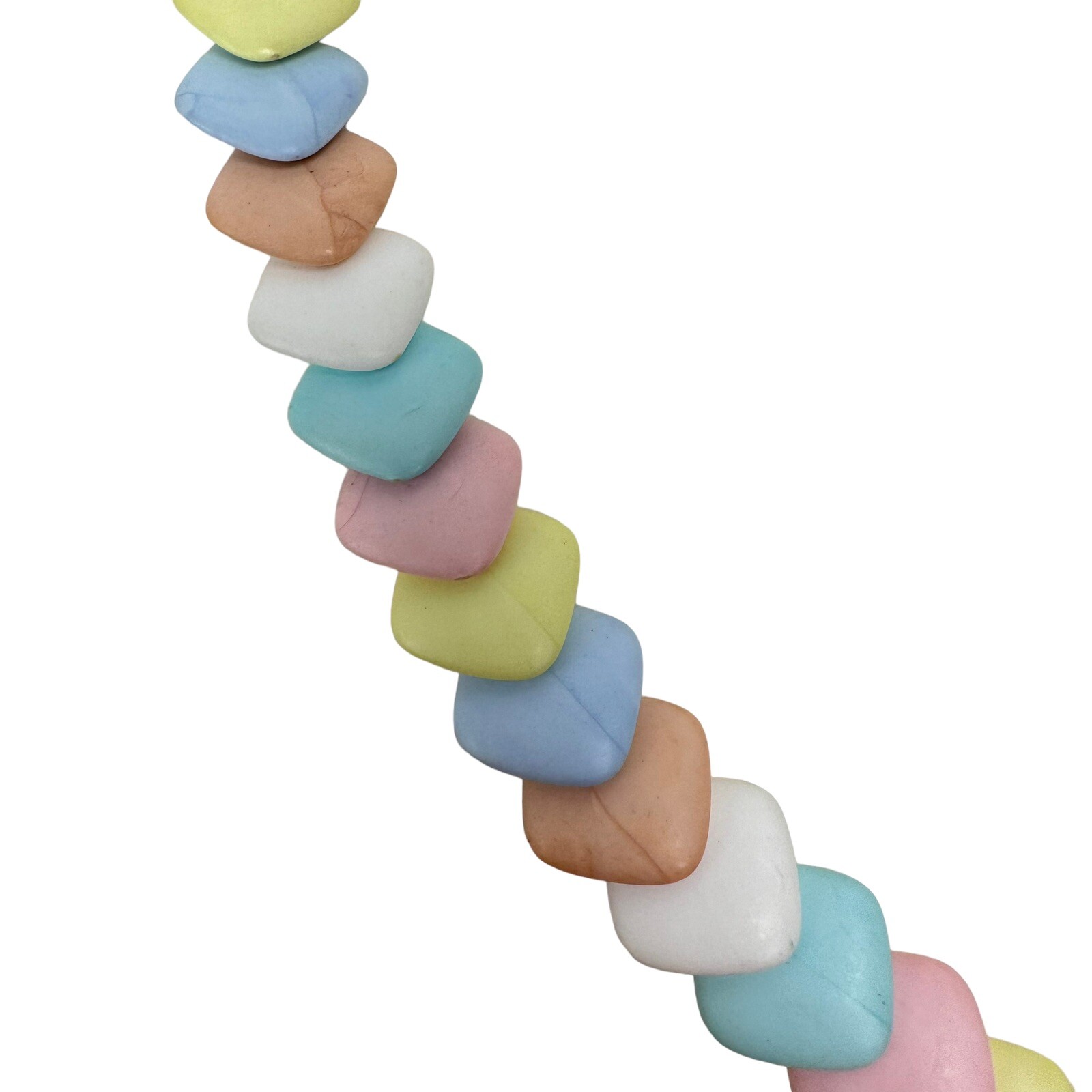 Vtg 1950s “Candy” Pastel Multi Color Overlapping Square Acrylic Bead Necklace