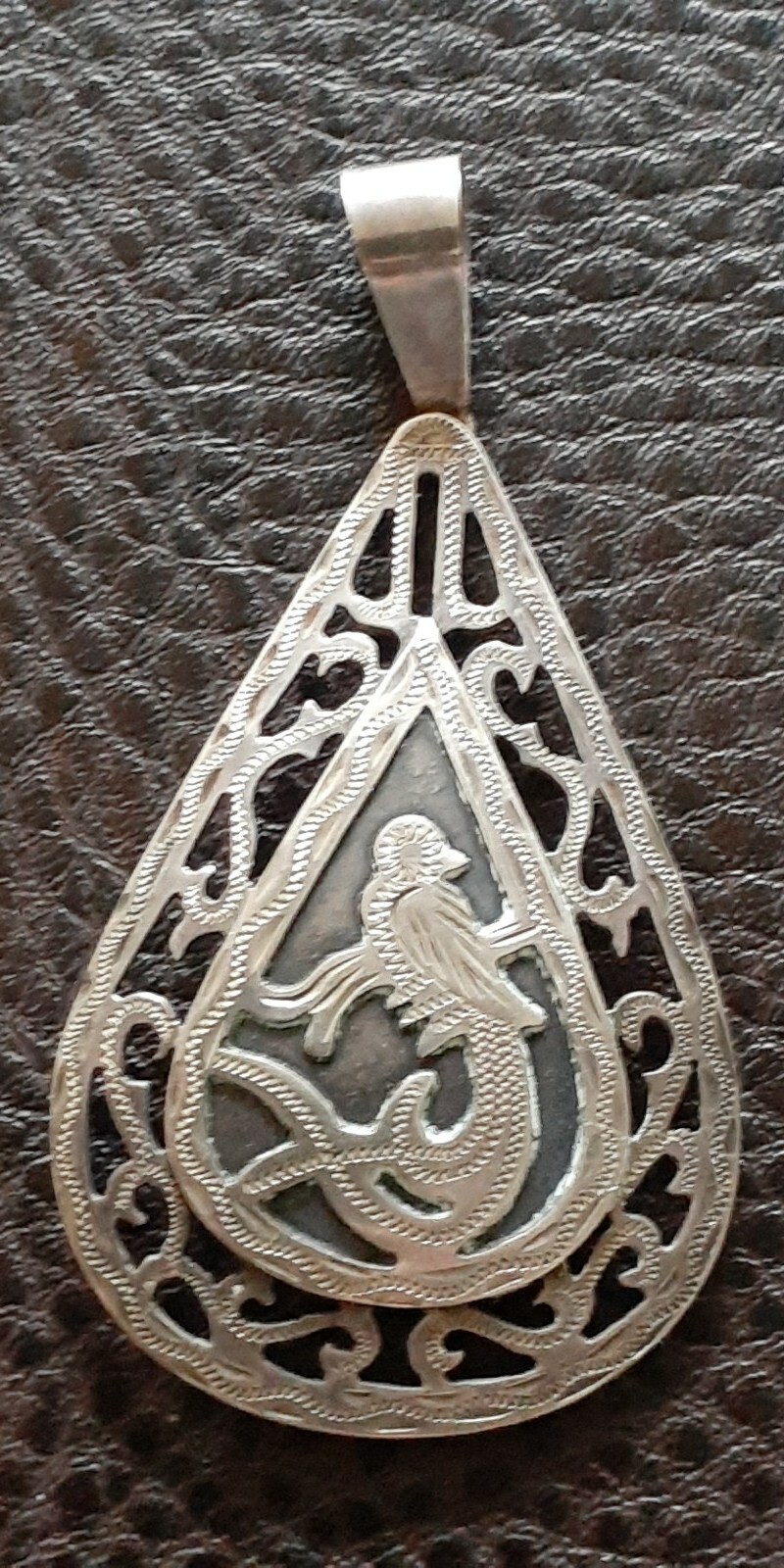 Vintage Guatemala 900 Silver Bird Of Paradise Pendant Earrings Set