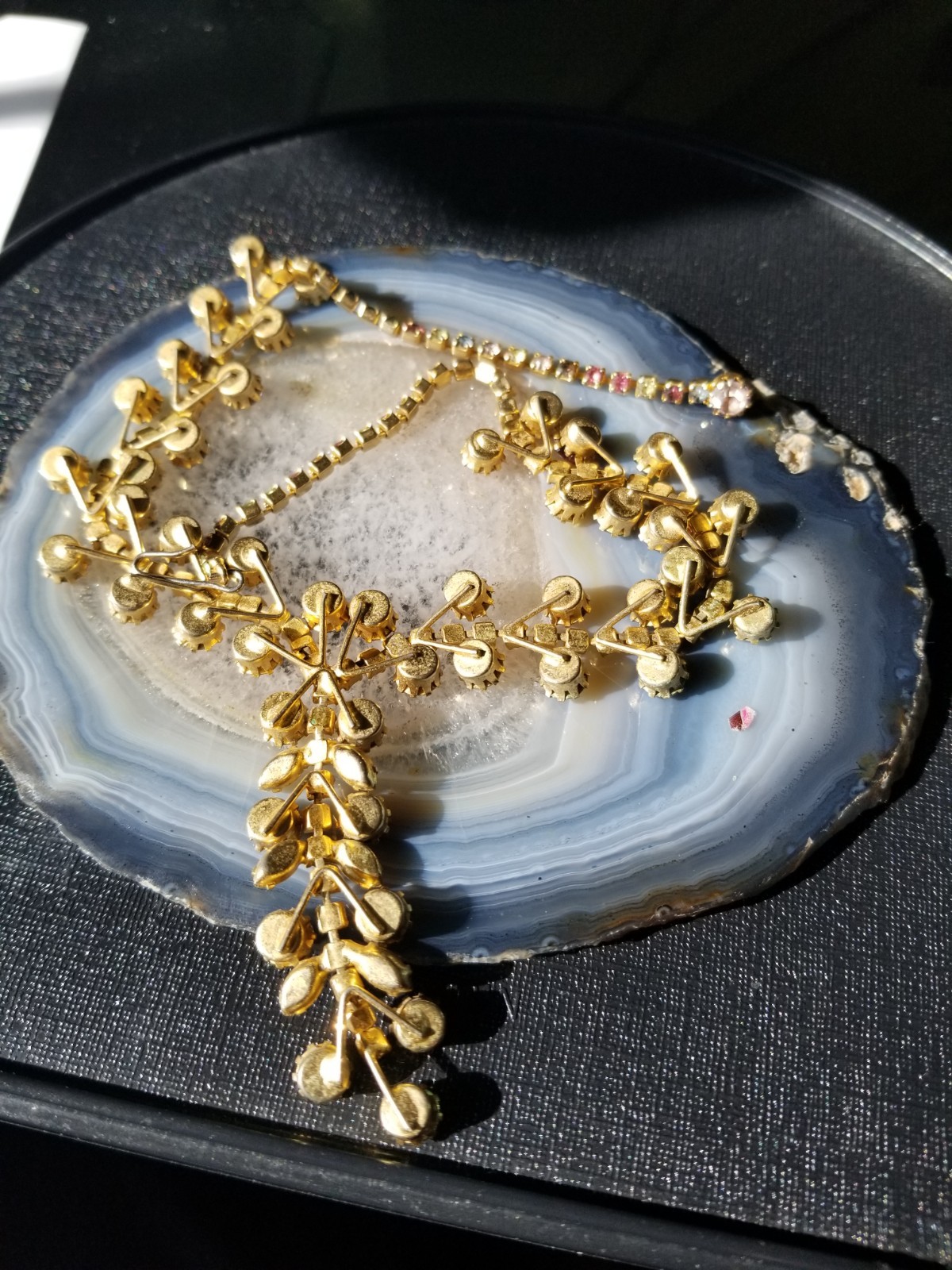 Vintage Crystal Pastel Multi-Color Rhinestone Choker Necklace
