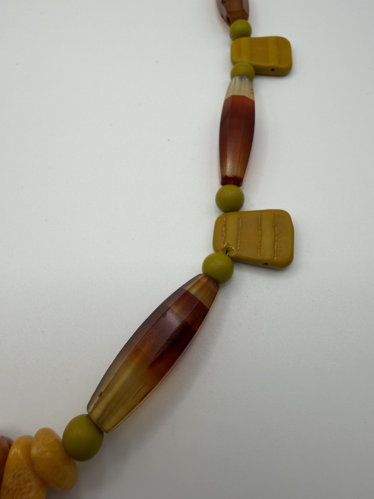 925 BROWN YELLOW BEADED STATEMENT NECKLACE TOGGLE CLASP BOHO 23IN WOMENS JEWELRY