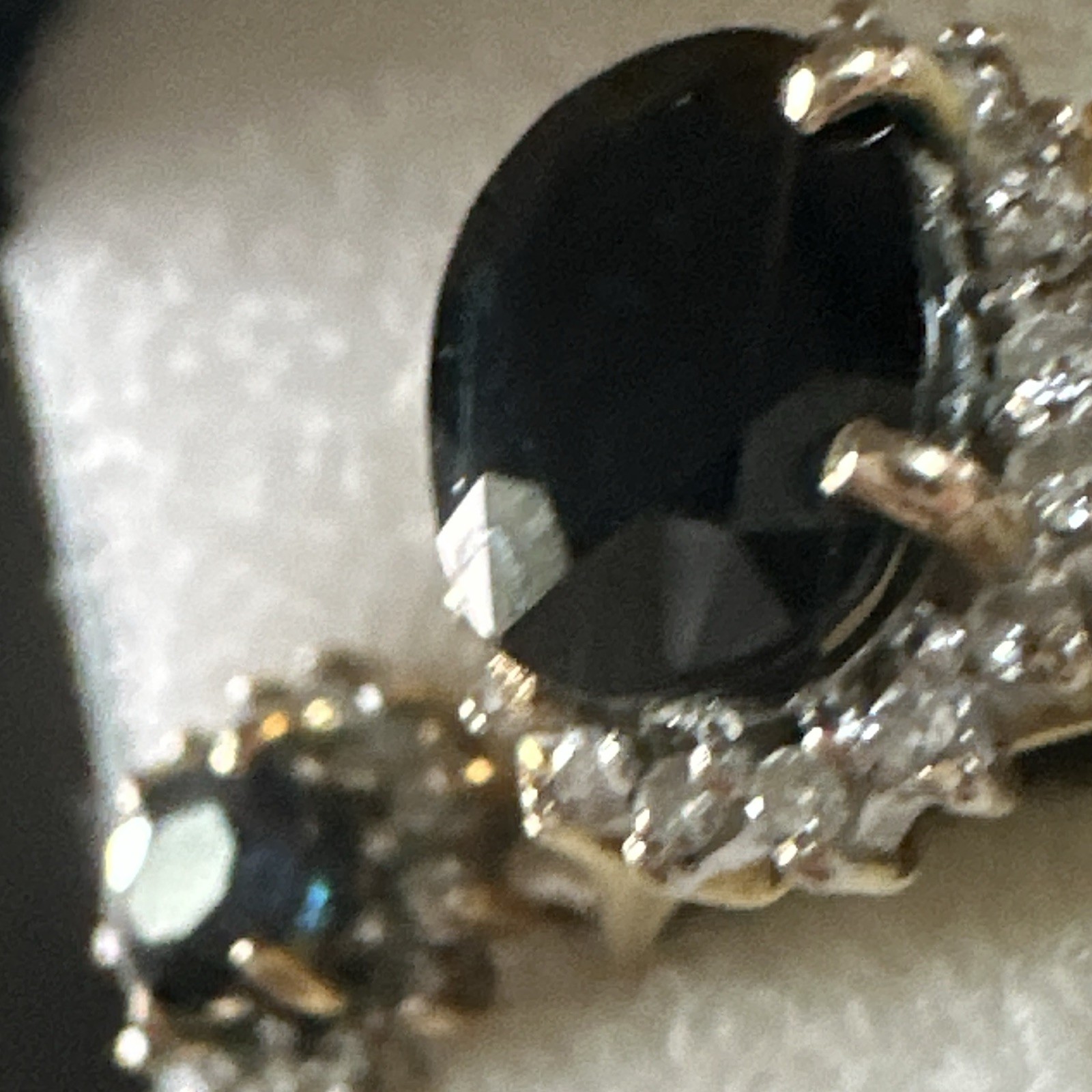 Vintage Yellow Gold Oval Blue Sapphire Halo Cluster Ring, Diamond Accents, 4/5