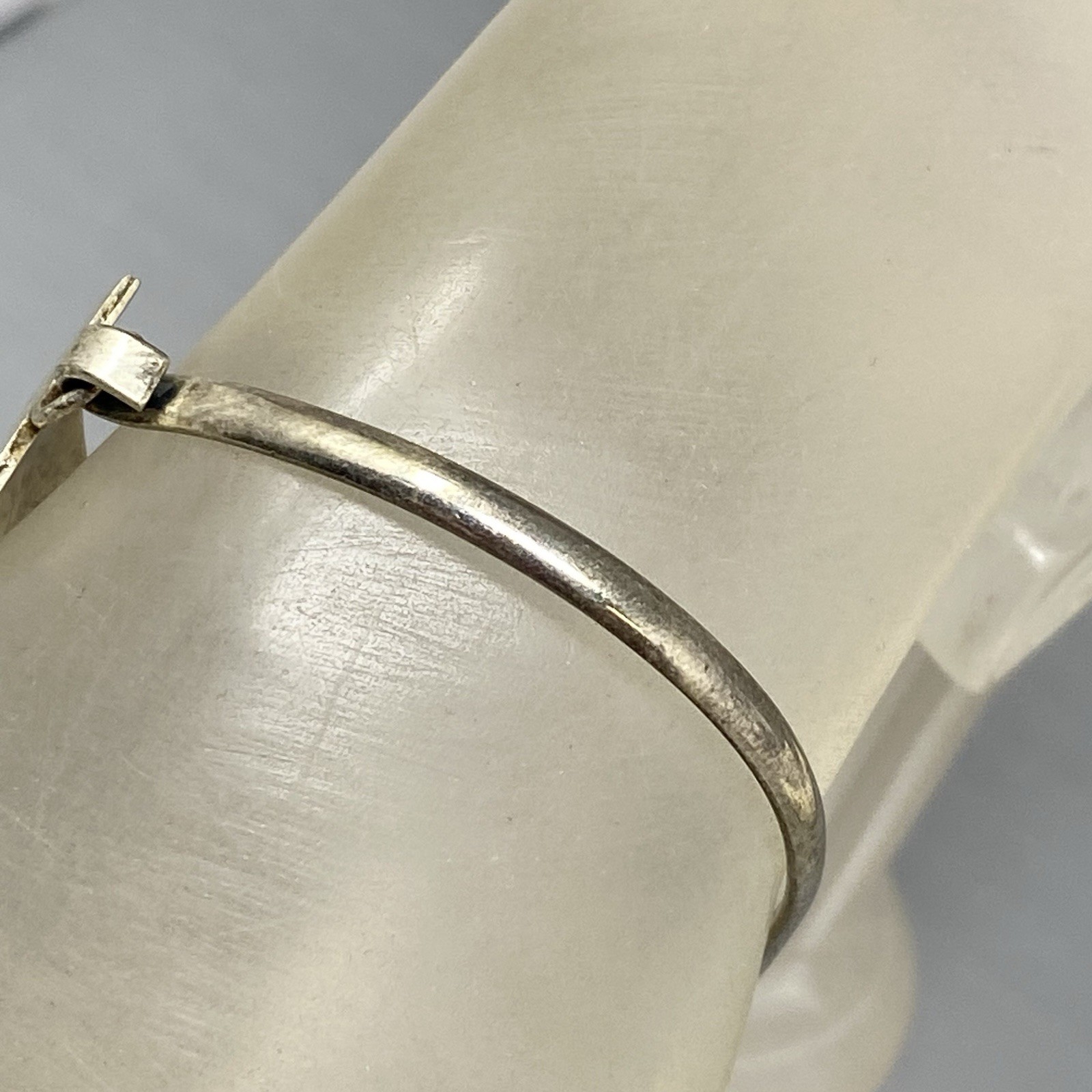 Vintage Turquoise Inlay Kokopelli Bangle Mexico Silver Unsigned Hook Clasp 7.25″