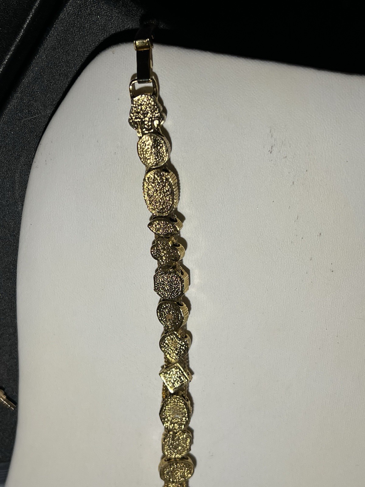 Vintage Victorian Revival Metal Tone Multi Gem Slide Bracelet Sz 7
