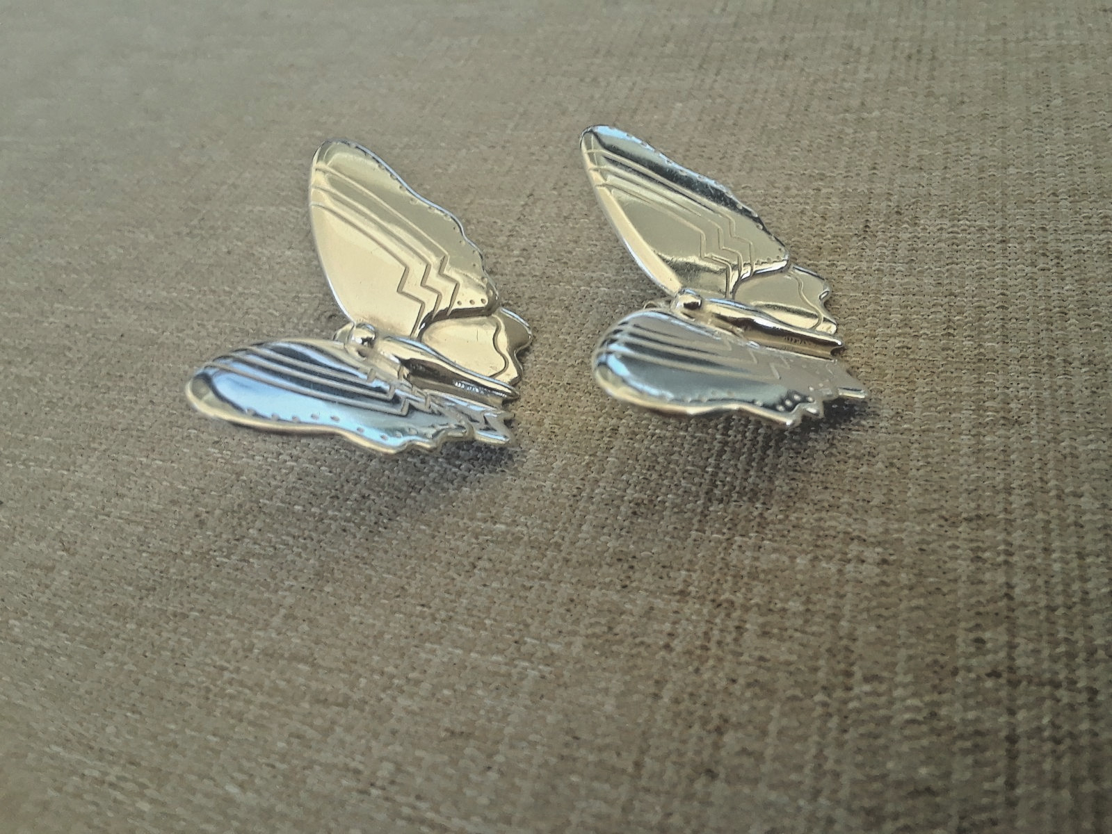 Vintage Sterling Silver Large Butterfly Stud Earrings About 1-3/4″ by 1″