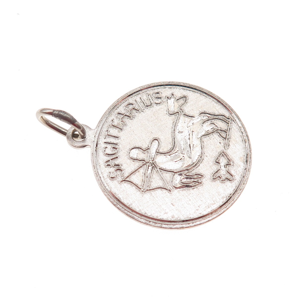 ELCO 925 Sterling Silver Vintage 1971 Engraved Sagittarius Zodiac Charm Pendant
