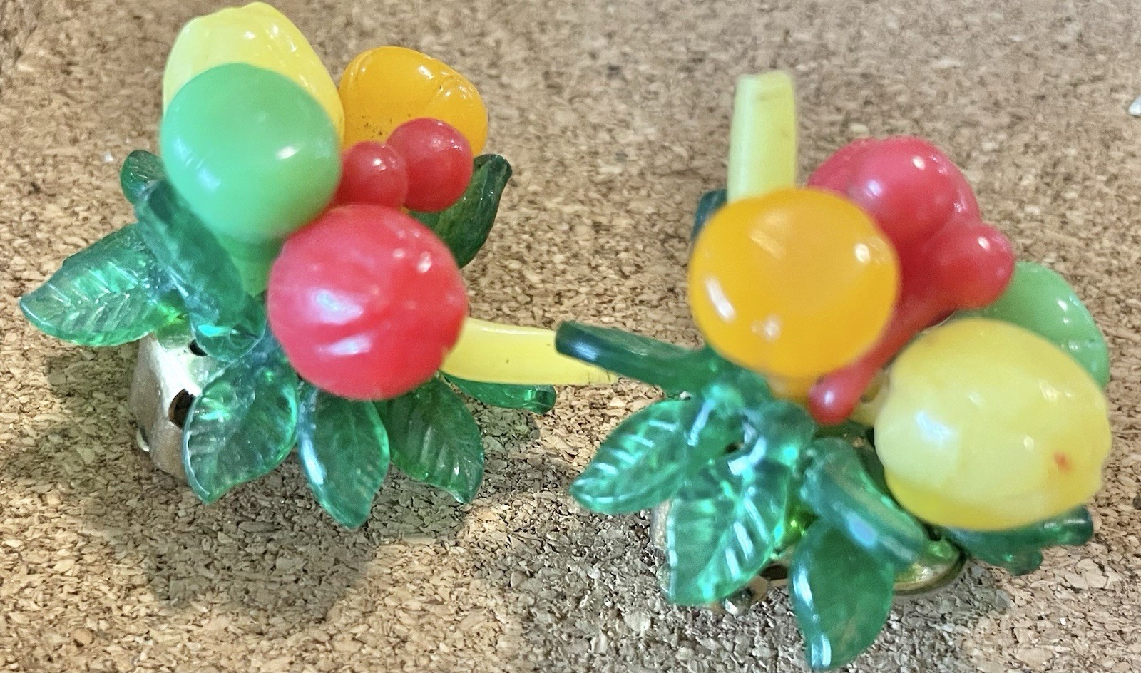 Carmen Miranda Style Fruit Salad Earrings Jewelry Vintage Clip on Costume